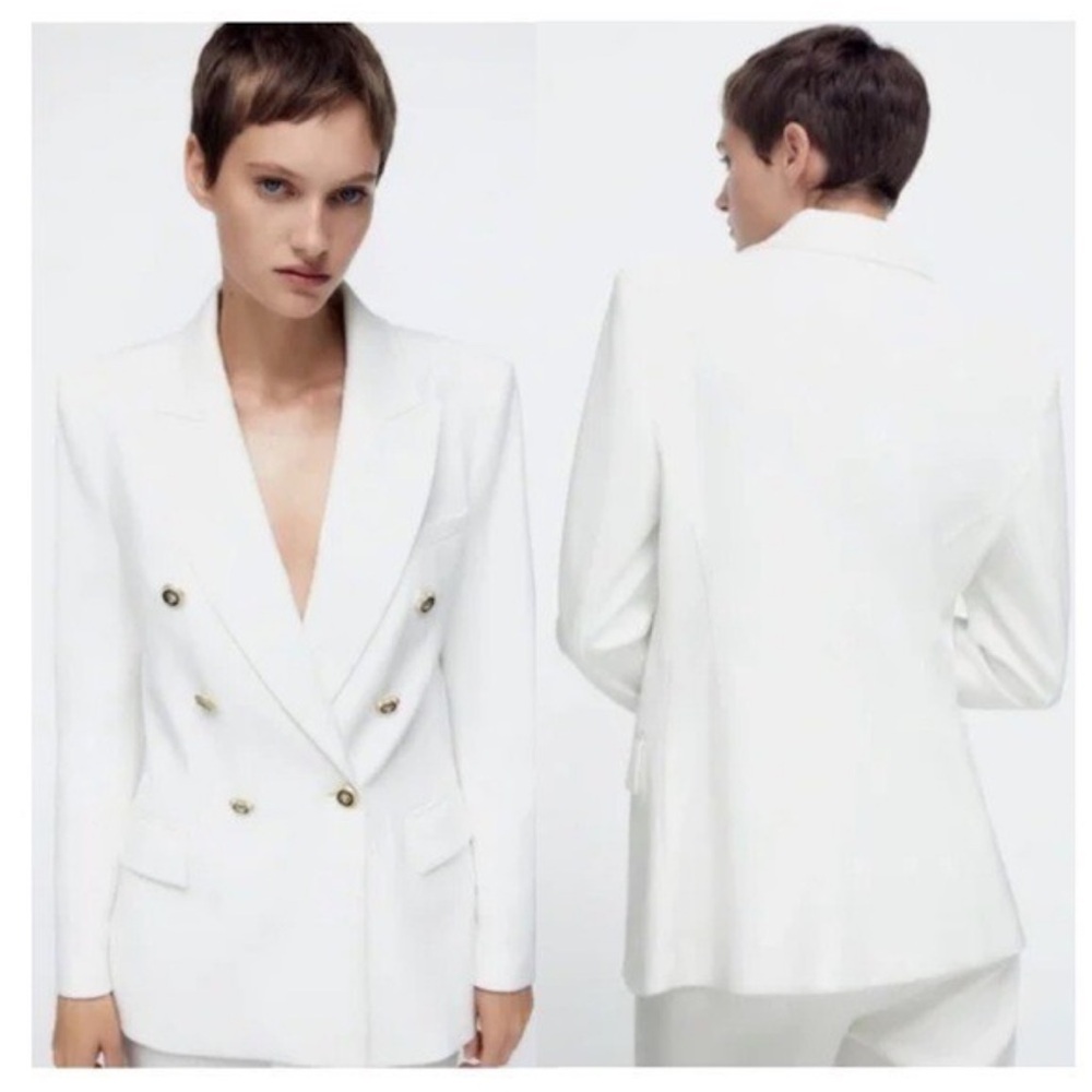 Zara White Blazer with Structured Tailoring